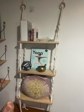 Macramé Hanging Shelves (3-Tier) | Wooden Boho Wall Shelving